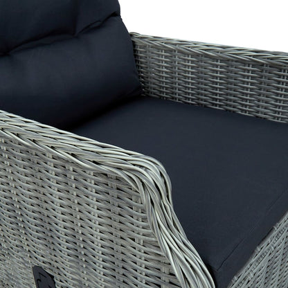 Set Pranzo da Giardino 7pz con Cuscini Polyrattan Grigio Chiaro | homemem39