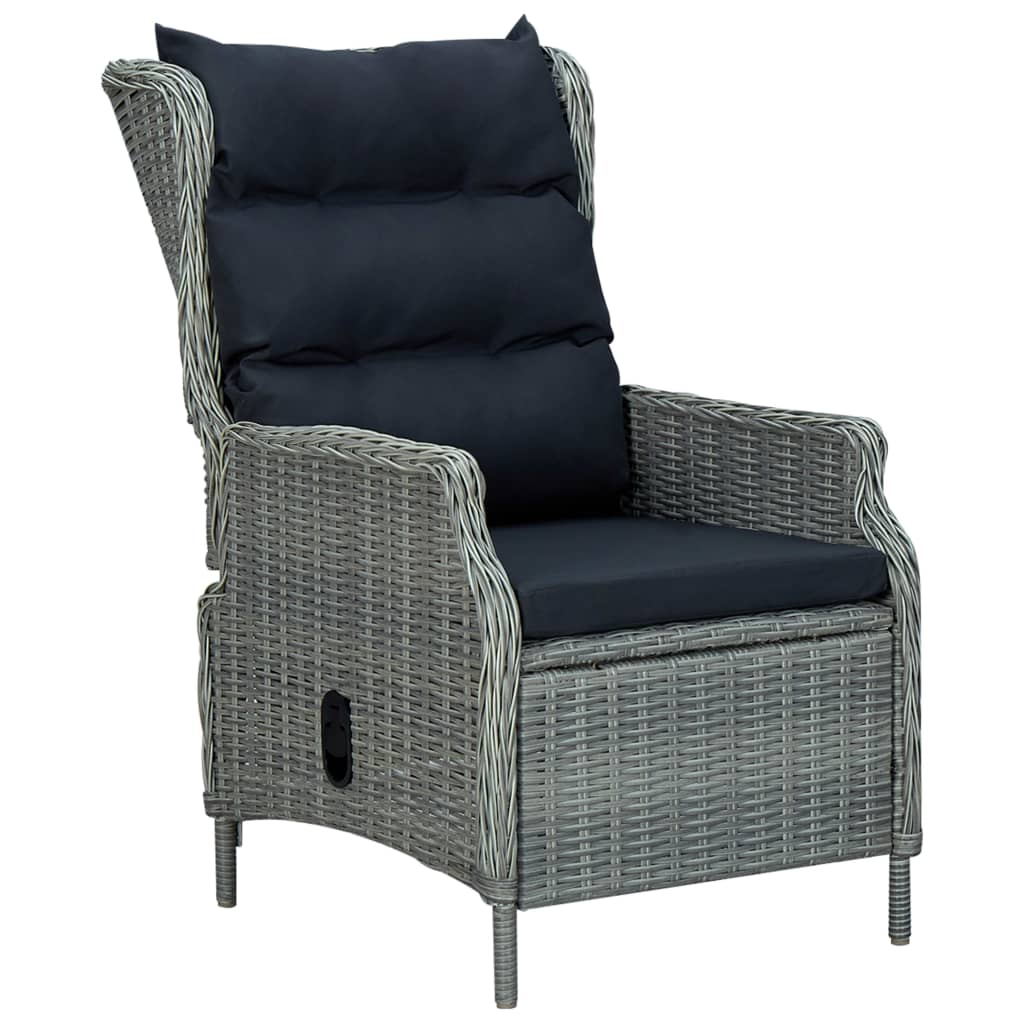 Set Pranzo da Giardino 9pz con Cuscini Polyrattan Grigio Chiaro | homemem39