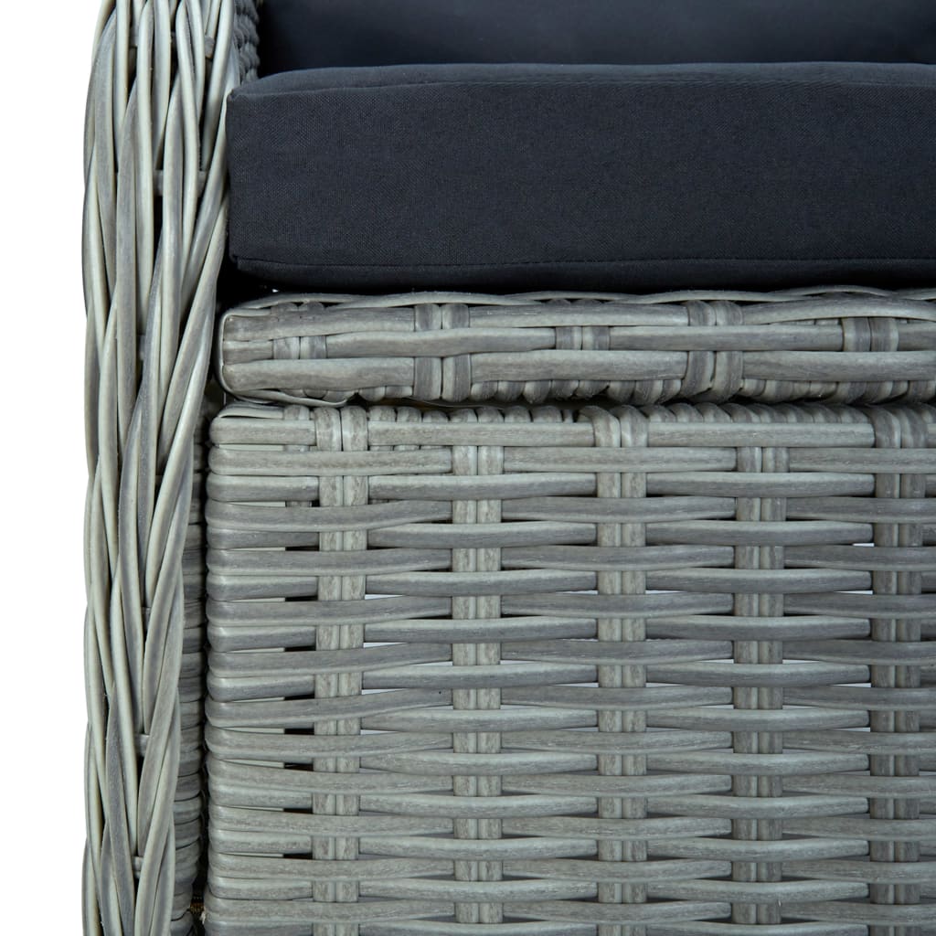Set Pranzo da Giardino 9pz con Cuscini Polyrattan Grigio Chiaro | homemem39