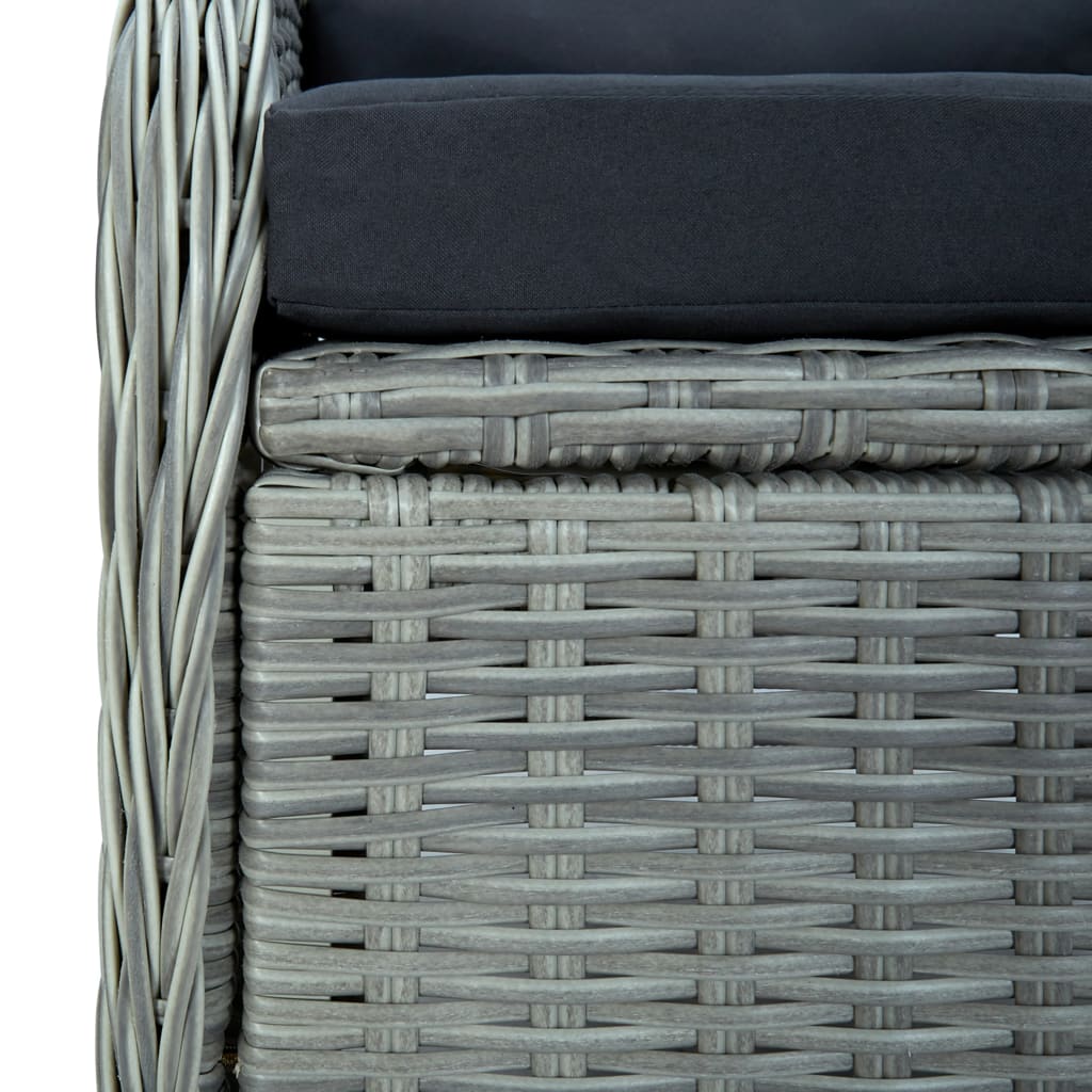Set Pranzo da Giardino 9pz con Cuscini Polyrattan Grigio Chiaro | homemem39