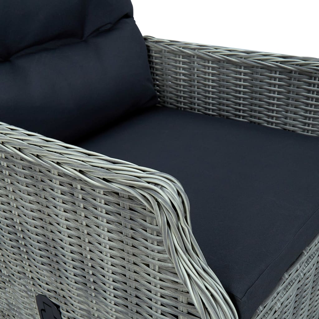 Set Pranzo da Giardino 9pz con Cuscini Polyrattan Grigio Chiaro | homemem39