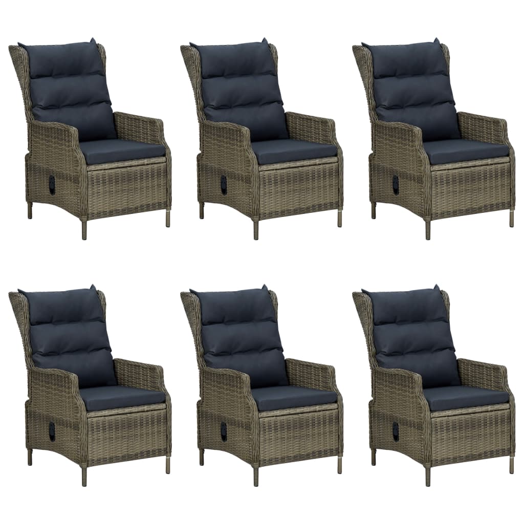 Set da Pranzo da Giardino 7 pz con Cuscini in Polyrattan Marrone | homemem39