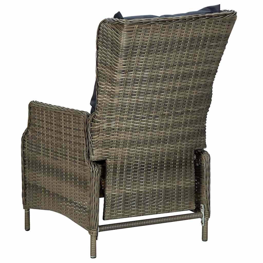 Set da Pranzo da Giardino 7 pz con Cuscini Polyrattan Marrone