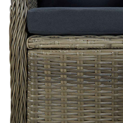 Set da Pranzo da Giardino 7 pz con Cuscini Polyrattan Marrone