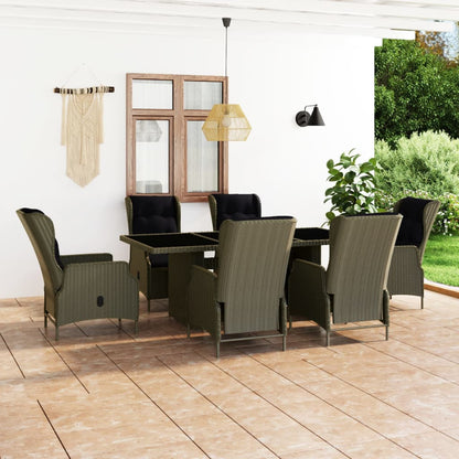 Set da Pranzo da Giardino 7 pz con Cuscini in Polyrattan Marrone | homemem39
