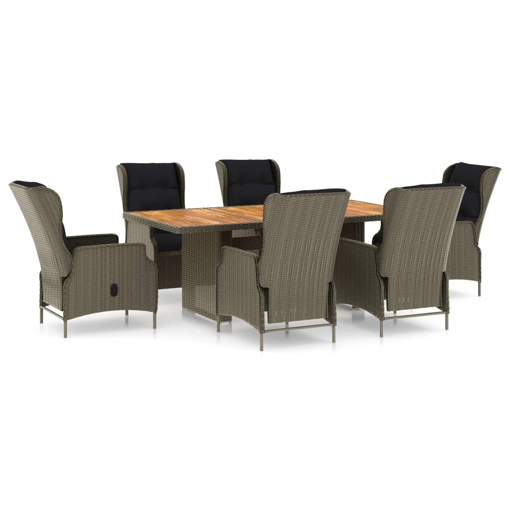 Set da Pranzo da Giardino 7 pz con Cuscini in Polyrattan Marrone | homemem39