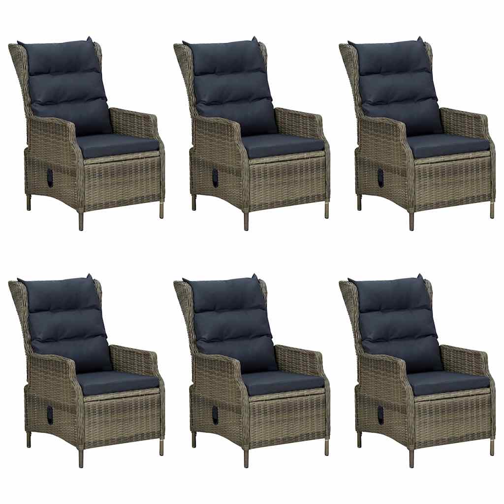 Set da Pranzo da Giardino 7 pz con Cuscini Polyrattan Marrone