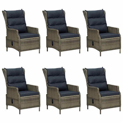 Set da Pranzo da Giardino 7 pz con Cuscini Polyrattan Marrone