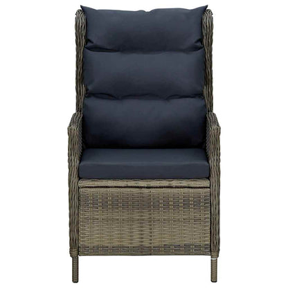 Set da Pranzo da Giardino 7 pz con Cuscini Polyrattan Marrone