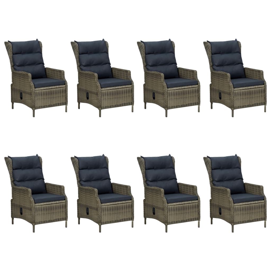 Set da Pranzo da Giardino 9 pz con Cuscini in Polyrattan Marrone | homemem39