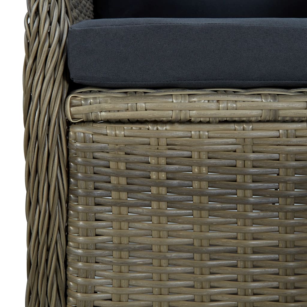 Set da Pranzo da Giardino 9 pz con Cuscini in Polyrattan Marrone | homemem39