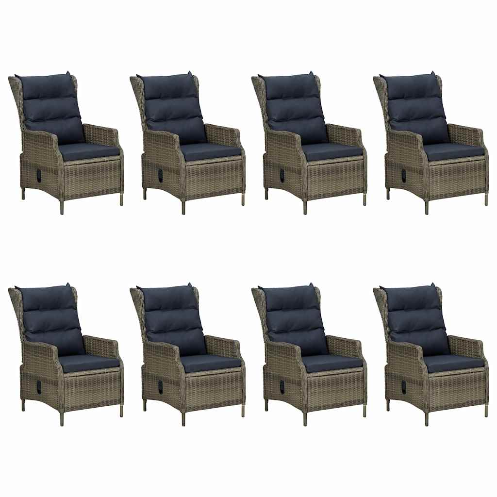 Set da Pranzo da Giardino 9 pz con Cuscini Polyrattan Marrone