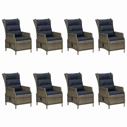 Set da Pranzo da Giardino 9 pz con Cuscini Polyrattan Marrone