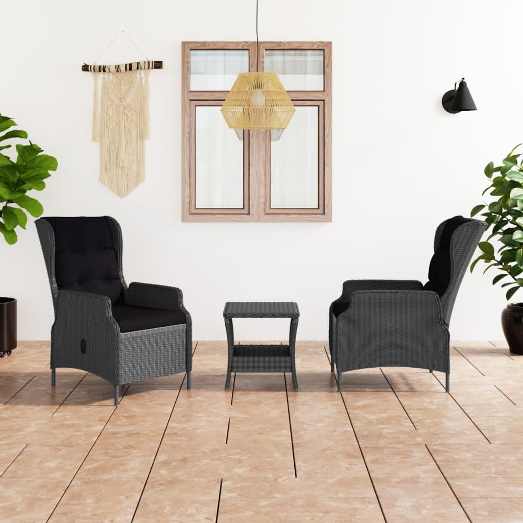 Set Divani da Giardino 3 pz con Cuscini Polyrattan Grigio Scuro - homemem39