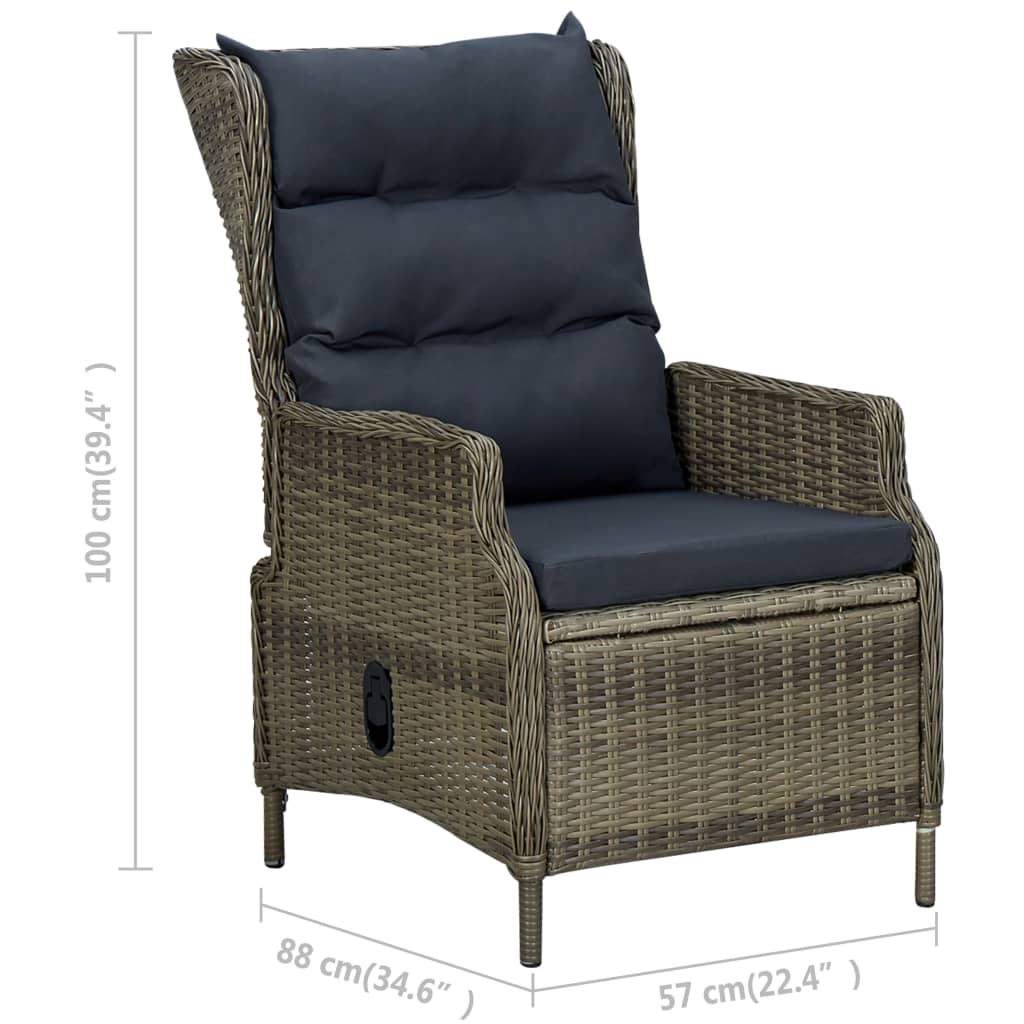 Set Divani da Giardino 3 pz con Cuscini in Polyrattan Marrone