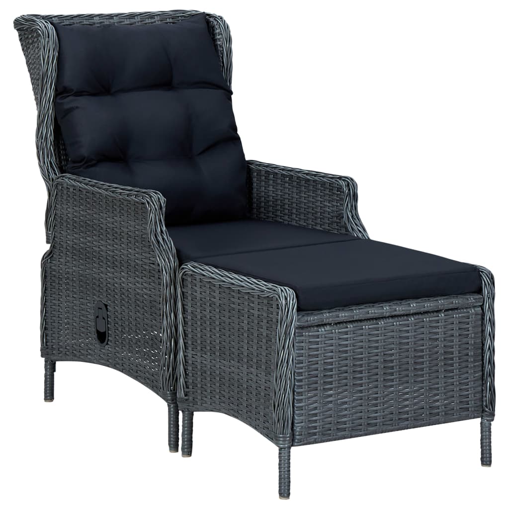 Set da Pranzo da Giardino 9pz e Cuscini Polyrattan Grigio Scuro | homemem39
