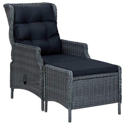 Set da Pranzo da Giardino 9pz e Cuscini Polyrattan Grigio Scuro | homemem39