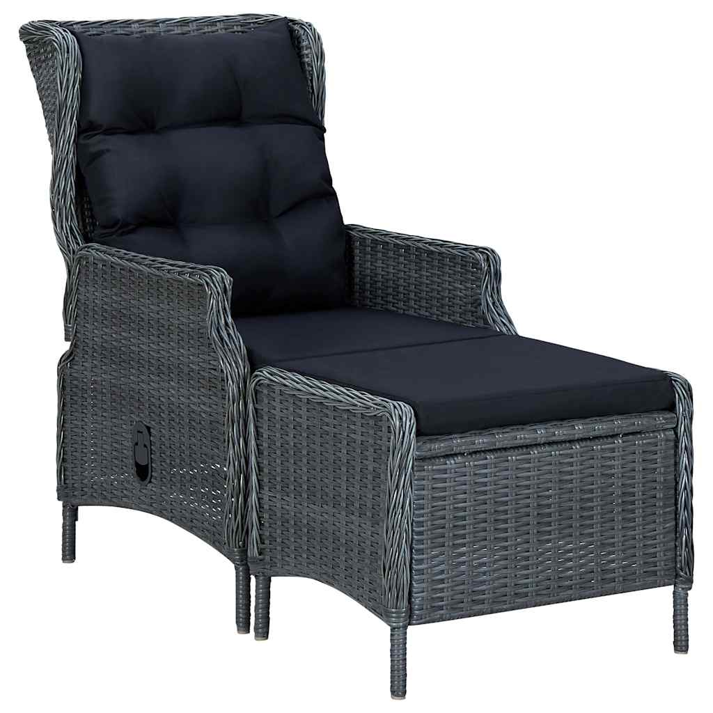 Set da Pranzo da Giardino 9pz e Cuscini Polyrattan Grigio Scuro