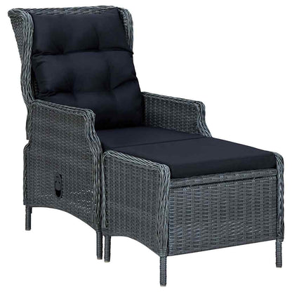 Set da Pranzo da Giardino 9pz e Cuscini Polyrattan Grigio Scuro