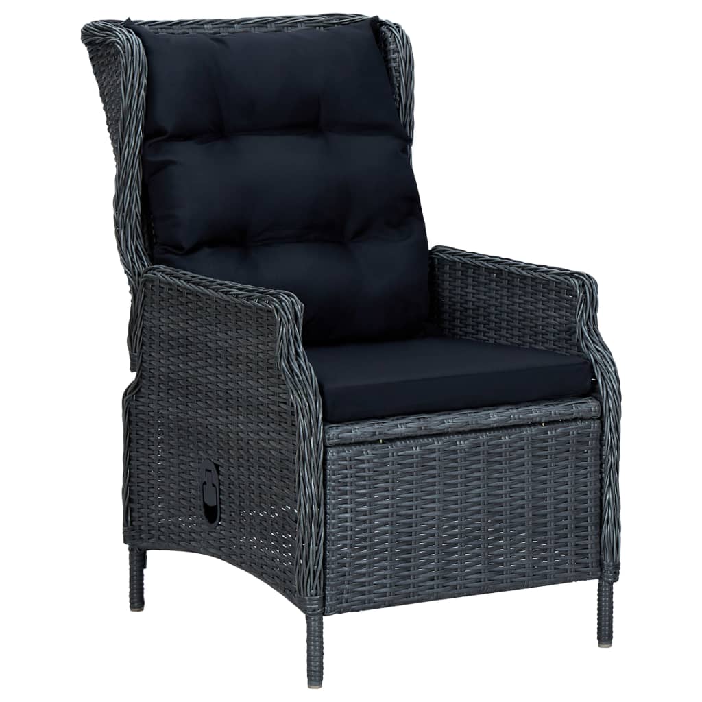Set da Pranzo da Giardino 9pz e Cuscini Polyrattan Grigio Scuro | homemem39