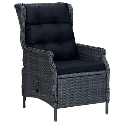 Set da Pranzo da Giardino 9pz e Cuscini Polyrattan Grigio Scuro | homemem39