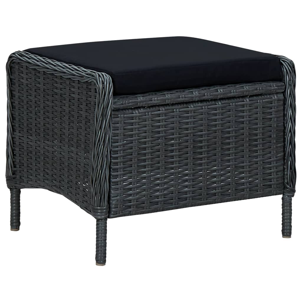 Set da Pranzo da Giardino 9pz e Cuscini Polyrattan Grigio Scuro | homemem39