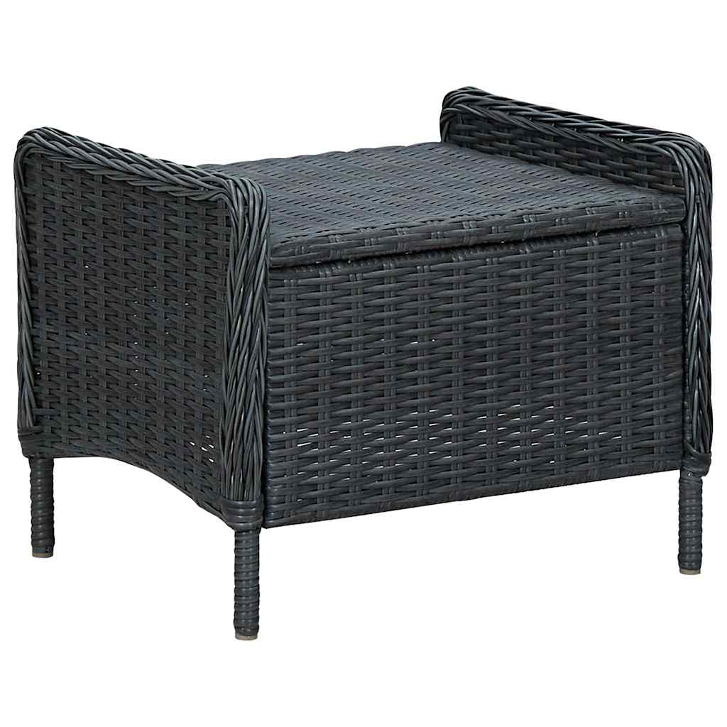 Set da Pranzo da Giardino 9pz e Cuscini Polyrattan Grigio Scuro