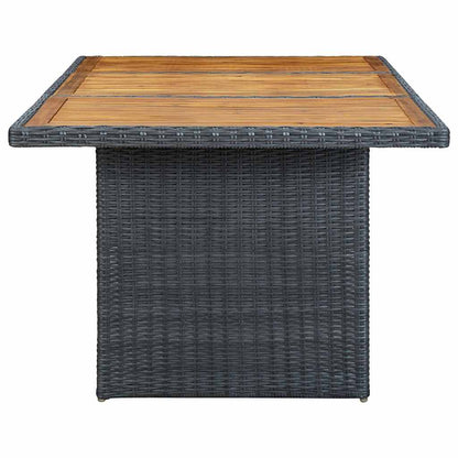 Set da Pranzo da Giardino 9pz e Cuscini Polyrattan Grigio Scuro