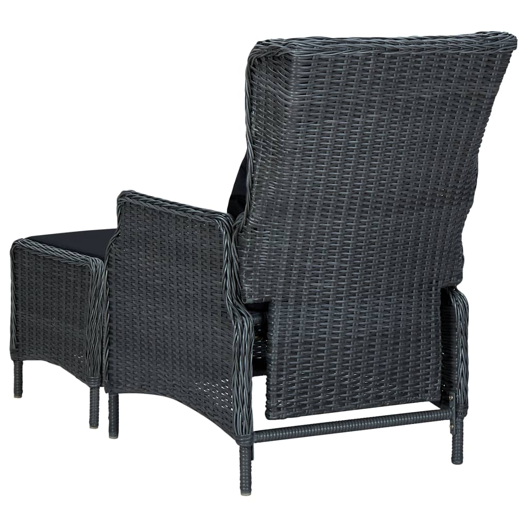 Set da Pranzo da Giardino 9pz e Cuscini Polyrattan Grigio Scuro | homemem39