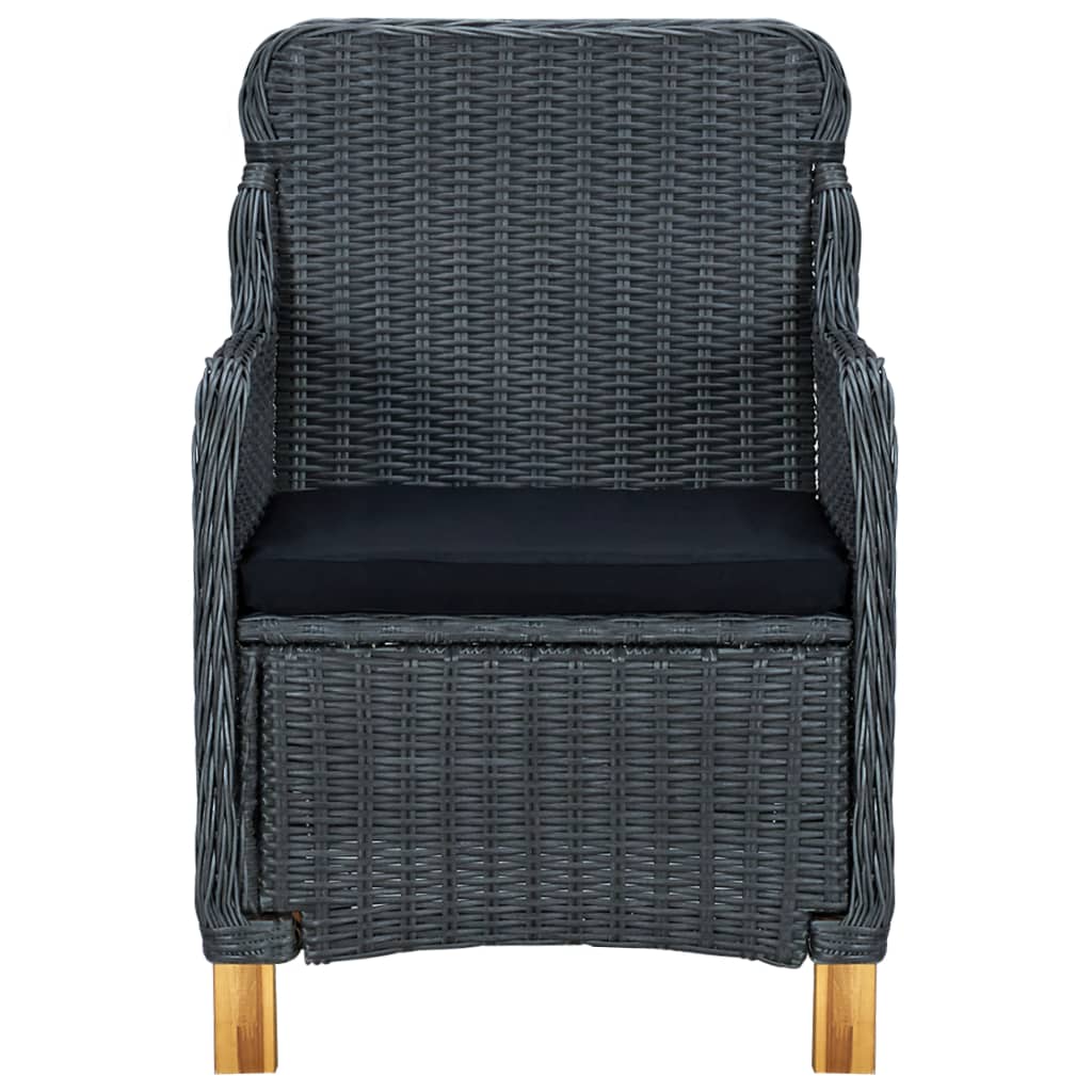 Set Pranzo da Giardino 7 pz con Cuscini Polyrattan Grigio Scuro | homemem39