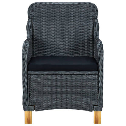 Set Pranzo da Giardino 7 pz con Cuscini Polyrattan Grigio Scuro | homemem39