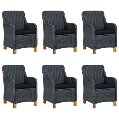 Set Pranzo da Giardino 7 pz con Cuscini Polyrattan Grigio Scuro - homemem39