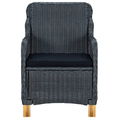 Set Pranzo da Giardino 7 pz con Cuscini Polyrattan Grigio Scuro | homemem39