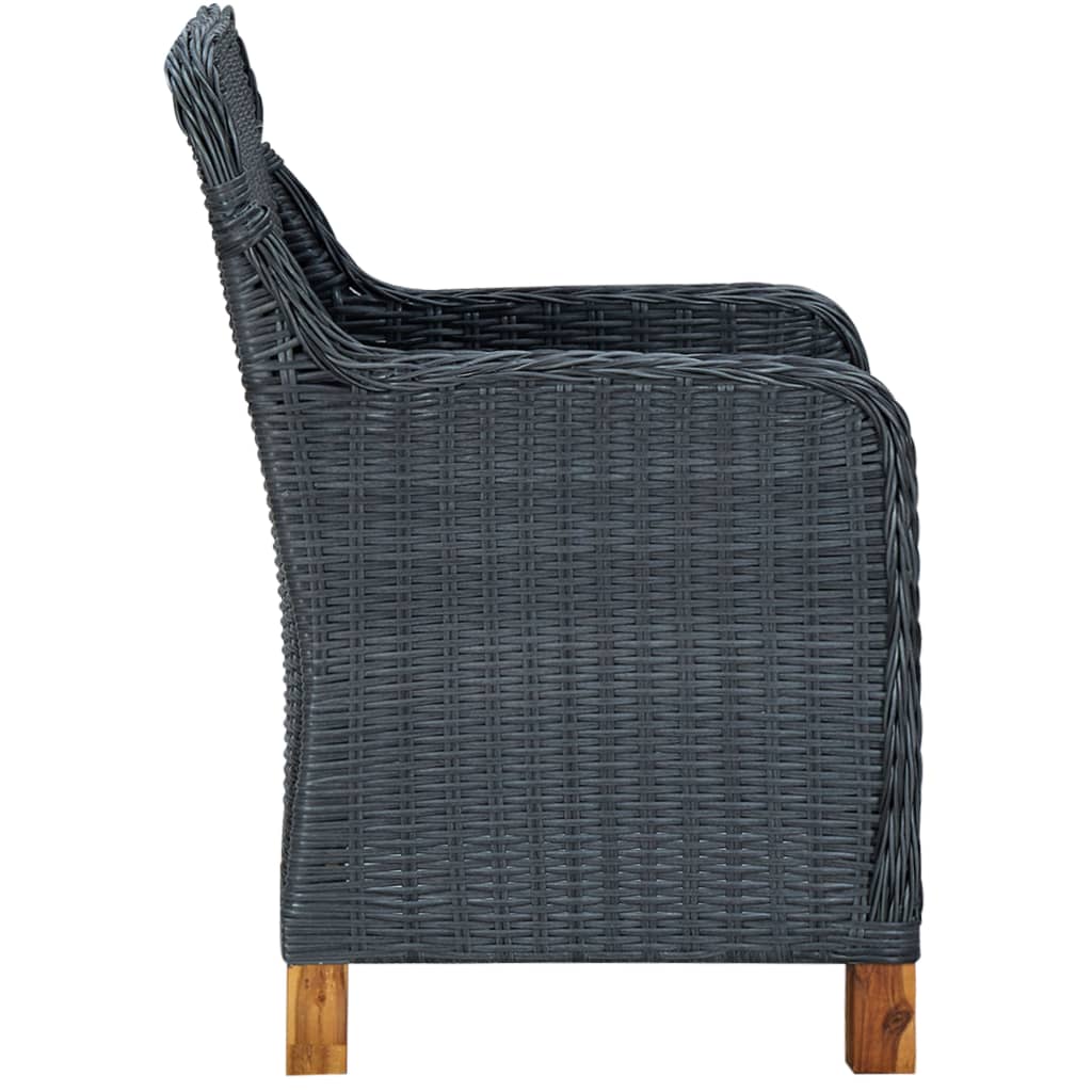 Set Pranzo da Giardino 7 pz con Cuscini Polyrattan Grigio Scuro | homemem39