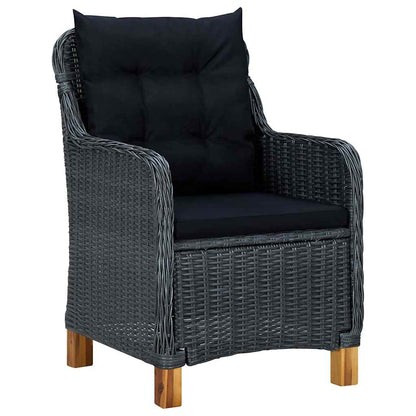 Set Pranzo da Giardino 7 pz con Cuscini Polyrattan Grigio Scuro | homemem39