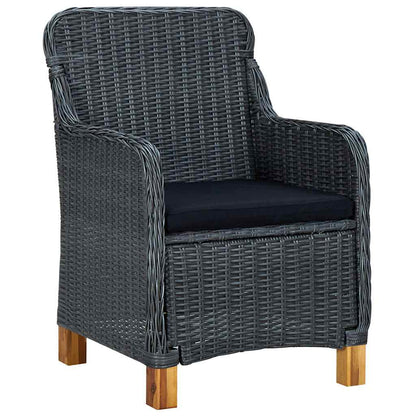 Set da Pranzo da Giardino 9pz e Cuscini Polyrattan Grigio Scuro | homemem39
