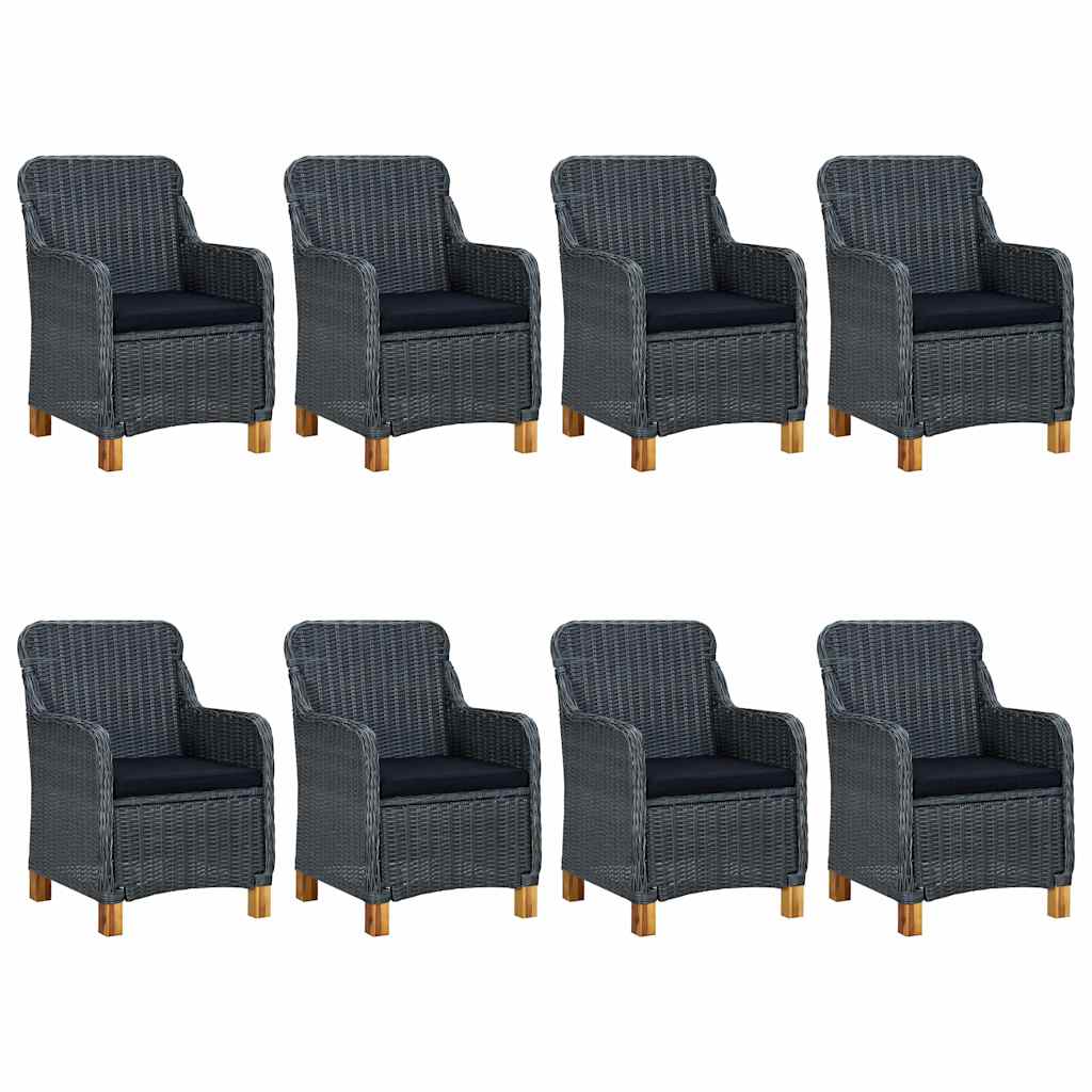 Set Pranzo da Giardino 9pz con Cuscini Polyrattan