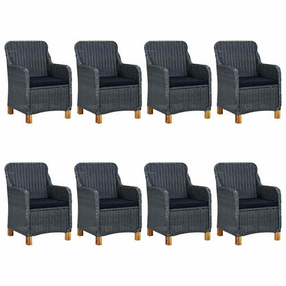 Set Pranzo da Giardino 9pz con Cuscini Polyrattan