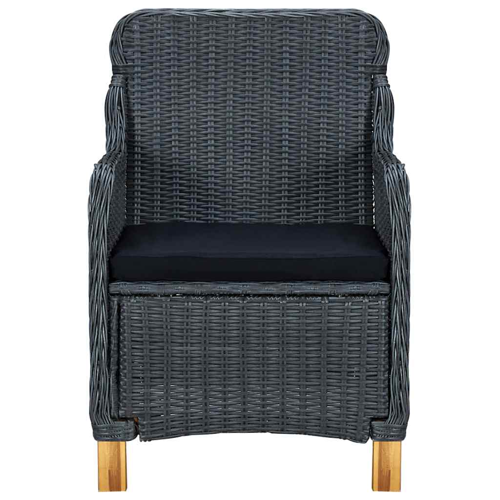 Set da Pranzo da Giardino 9pz e Cuscini Polyrattan Grigio Scuro
