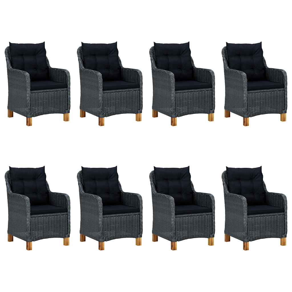 Set Pranzo da Giardino 9pz con Cuscini Polyrattan