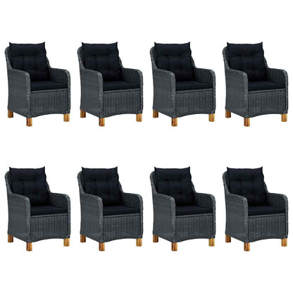 Set Pranzo da Giardino 9pz con Cuscini Polyrattan