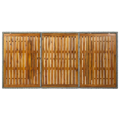 Set Pranzo da Giardino 7pz con Cuscini Polyrattan Grigio Chiaro