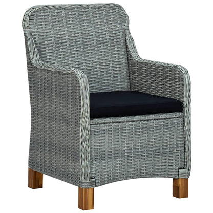Set Pranzo da Giardino 7pz con Cuscini Polyrattan Grigio Chiaro | homemem39