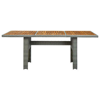 Set Pranzo da Giardino 7pz con Cuscini Polyrattan Grigio Chiaro