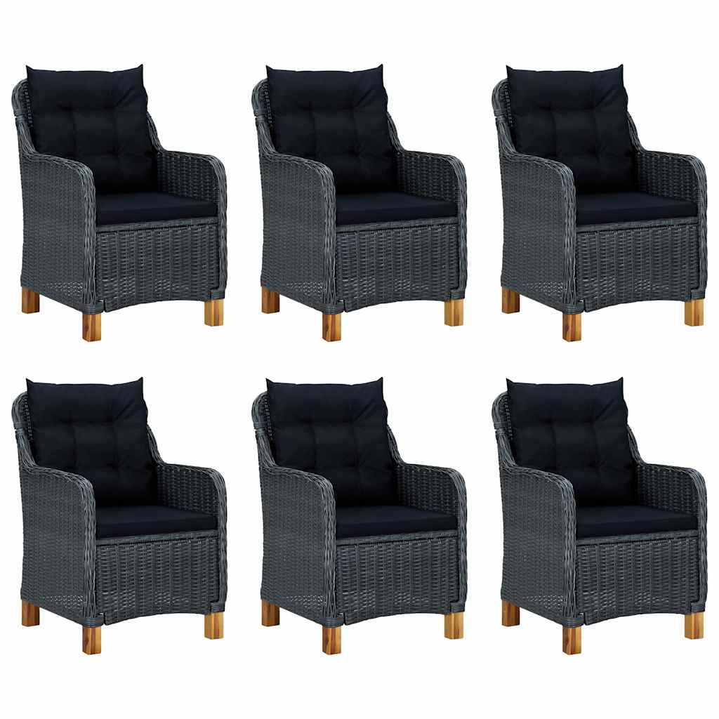 Set da Pranzo da Giardino 9 pz con Cuscini Polyrattan
