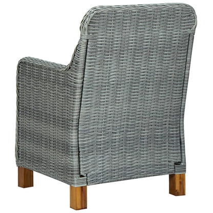 Set Pranzo da Giardino 9pz con Cuscini Polyrattan Grigio Chiaro | homemem39