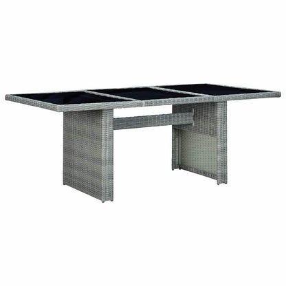 Set Pranzo da Giardino 9pz con Cuscini Polyrattan Grigio Chiaro