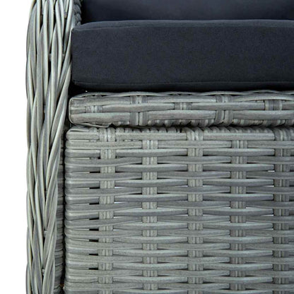 Set Pranzo da Giardino 9pz con Cuscini Polyrattan Grigio Chiaro
