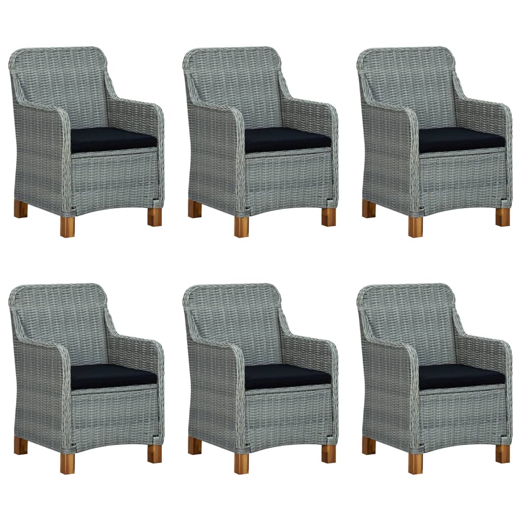 Set Pranzo da Giardino 9pz con Cuscini Polyrattan Grigio Chiaro | homemem39