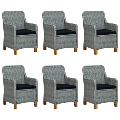 Set Pranzo da Giardino 9pz con Cuscini Polyrattan Grigio Chiaro | homemem39